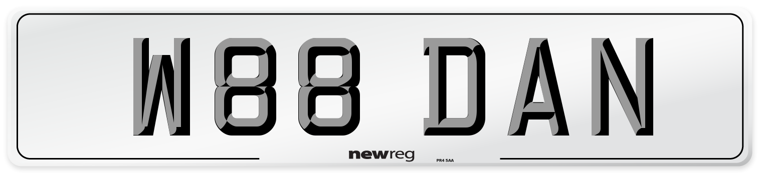 W88 DAN Number Plate from New Reg